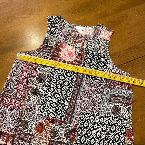 JJill Women’s Pink Dress Multi Color Print Sleeveless Midi Boho Peasant Size S - Picture 2 of 9